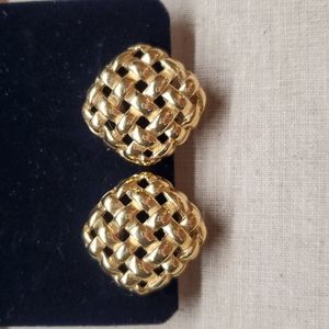 Givenchy basket weave clip on earrings
